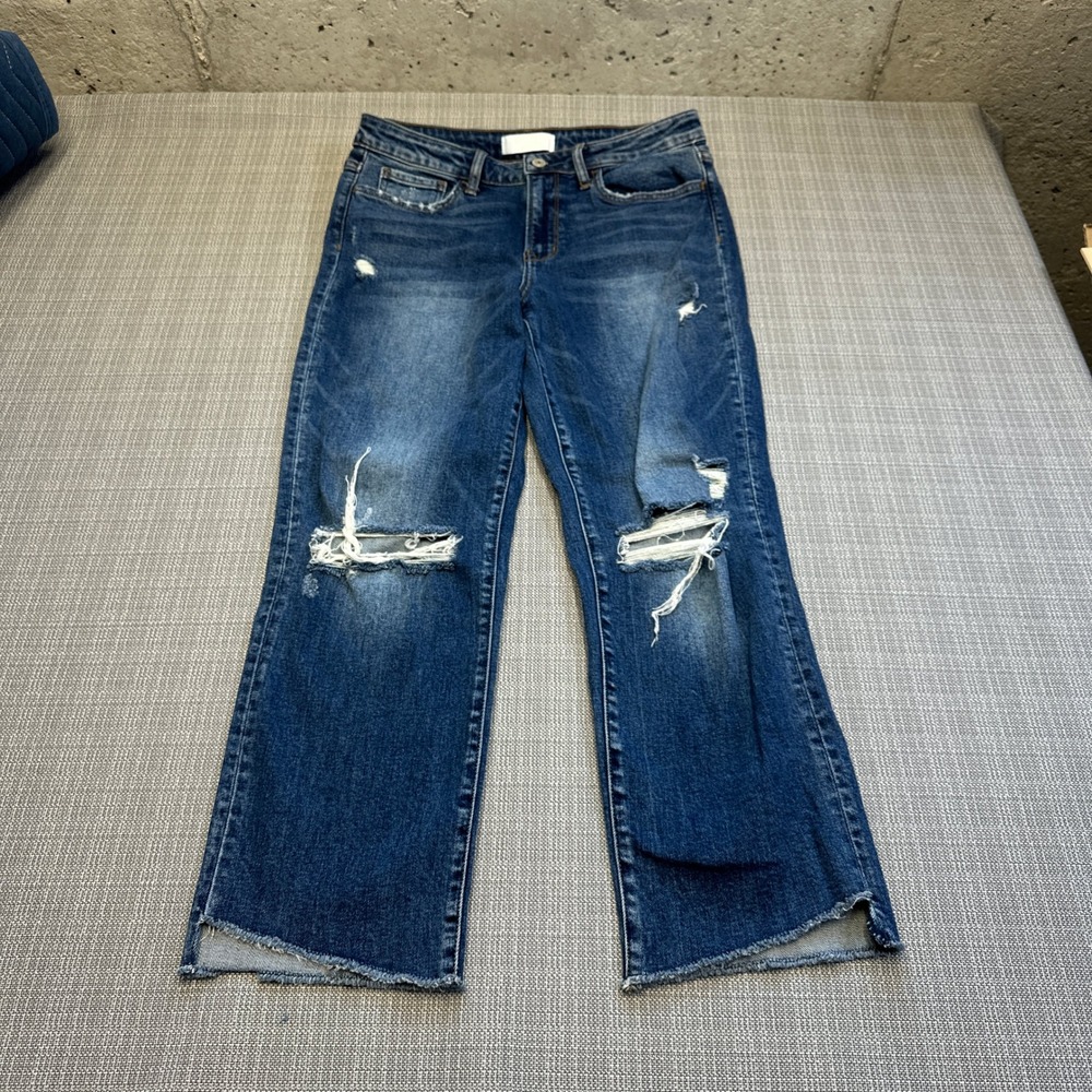 Vervet Jeans‎ Womens 26 High Rise Straight Leg Distressed Frayed Hem
